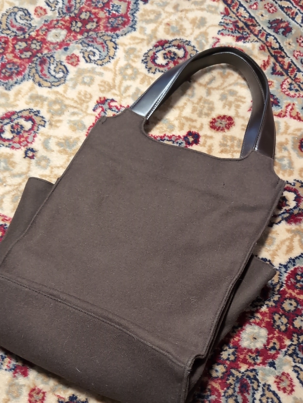 J Crew Espresso Brown Wool And Leather Bag